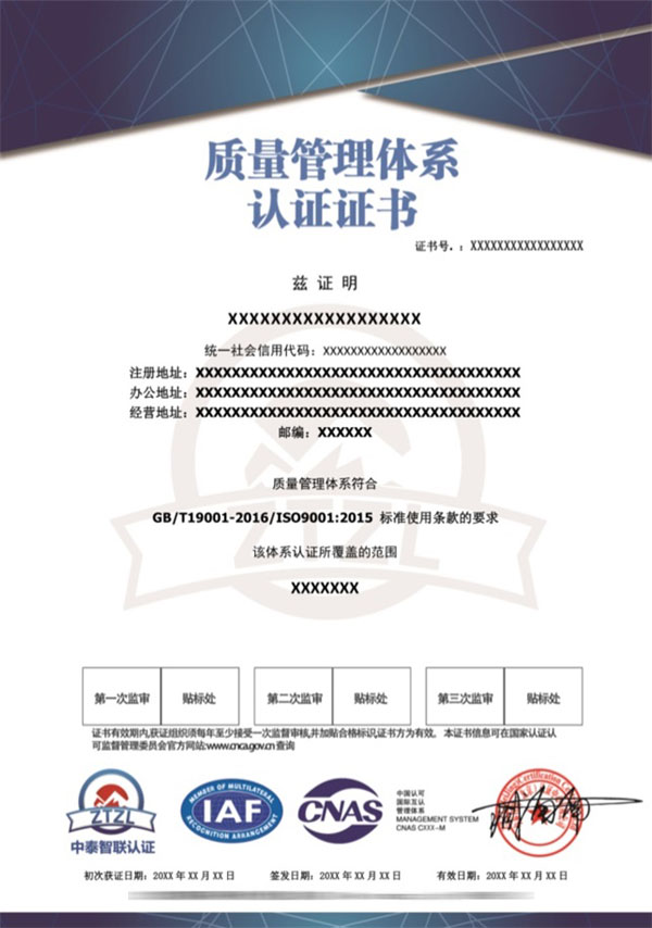 ISO 9001 质量管理体系认证